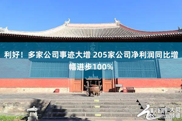 利好！多家公司事迹大增 205家公司净利润同比增幅进步100%