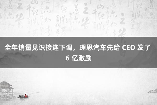 全年销量见识接连下调，理思汽车先给 CEO 发了 6 亿激励