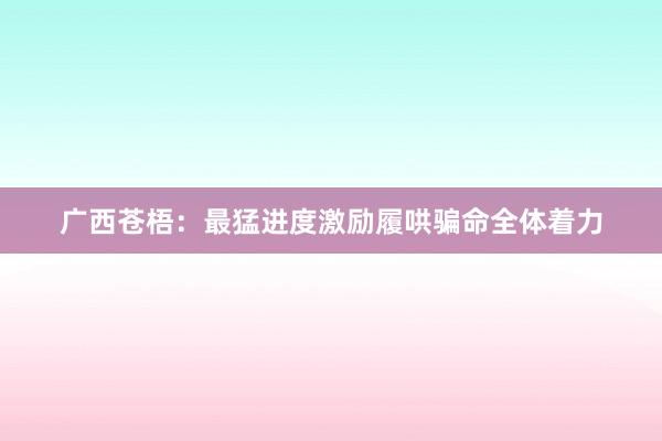 广西苍梧：最猛进度激励履哄骗命全体着力