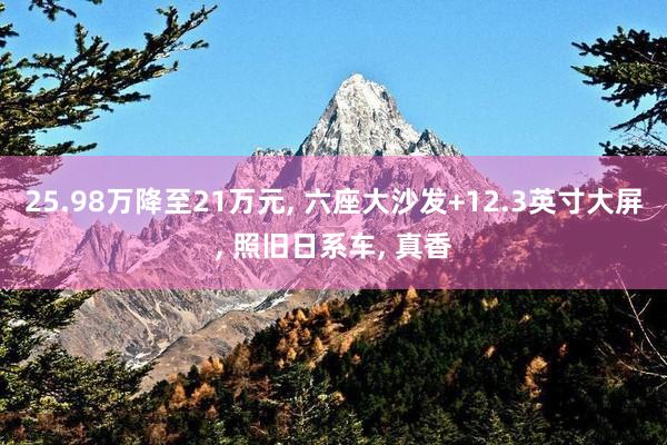 25.98万降至21万元, 六座大沙发+12.3英寸大屏, 照旧日系车, 真香