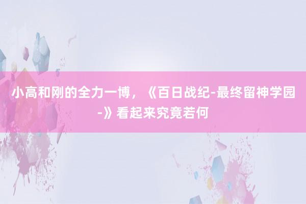 小高和刚的全力一博，《百日战纪-最终留神学园-》看起来究竟若何
